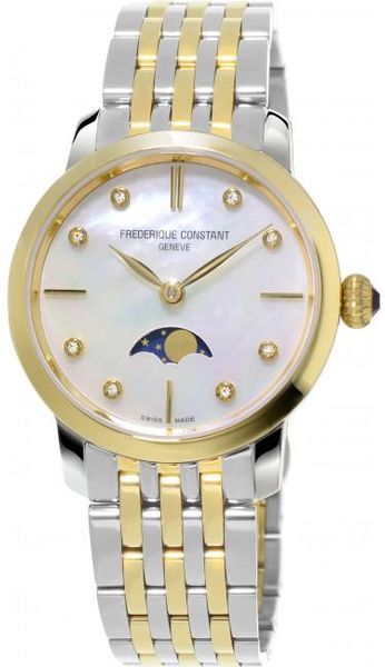 Frederique Constant Geneve Slimline Ladies Moonphase Quartz FC-206MPWD1S3B Dames armbandhorloge Frederique Constant Geneve Slimline Ladies Moonphase Quartz FC-206MPWD1S3B Dames armbandhorloge